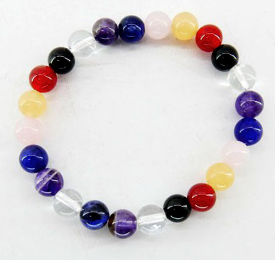 Bracelet 7 chakras mix pierres perles 8mm