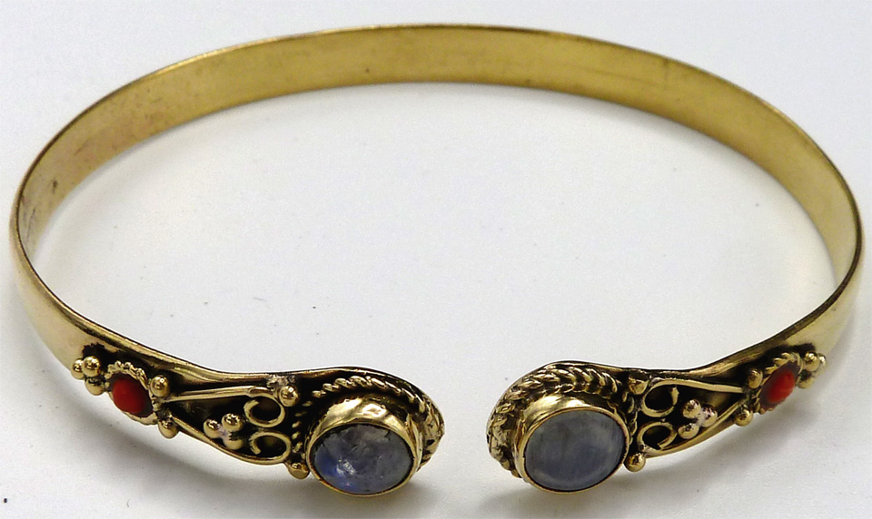 Bracelet bronze double pierre de Lune