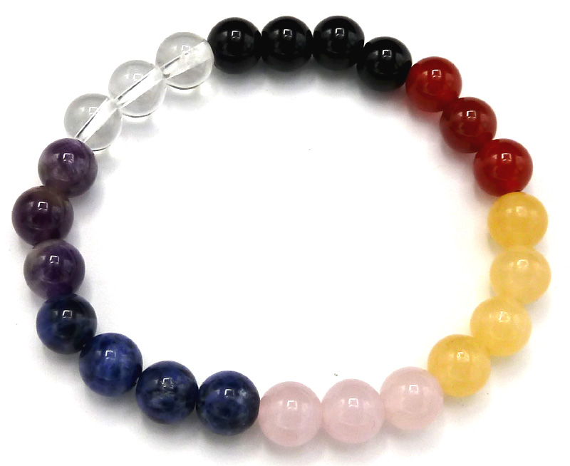 Bracelet pierres 7 chakras perles 8mm