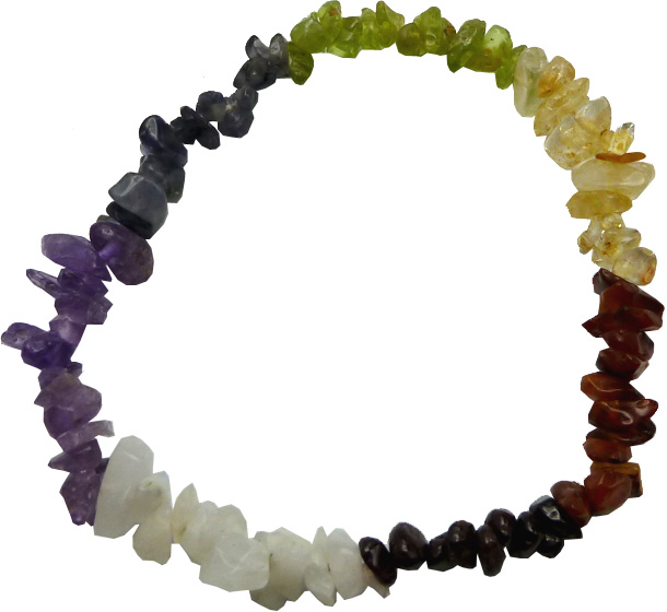 Bracelet 7 chakras chips 18cm