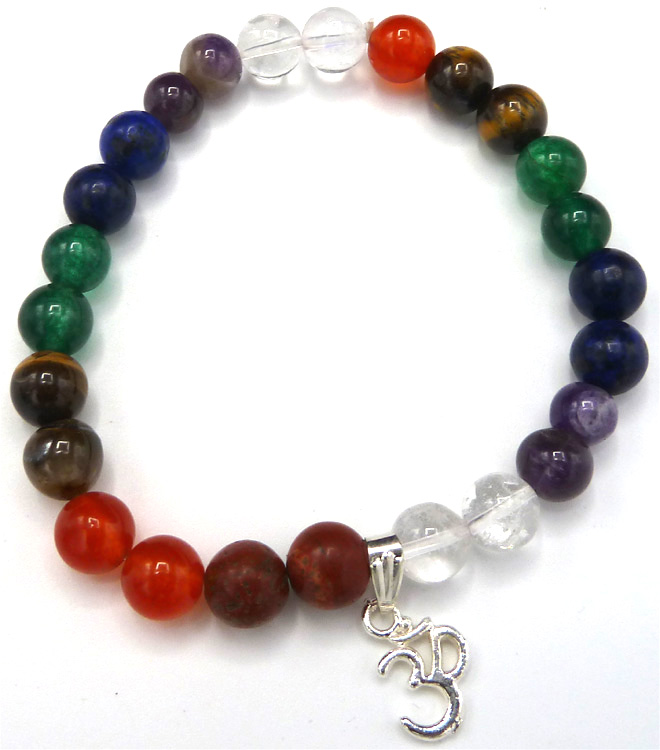 Bracelet 7 chakras perles 8mm & om