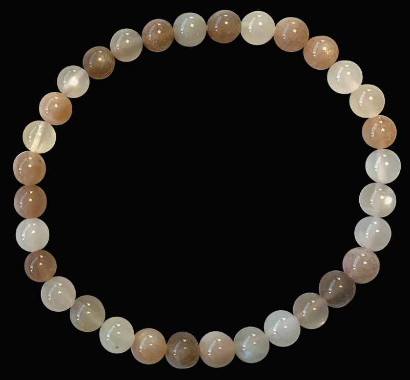 Bracelet pierre de lune adulaire A perles 6mm