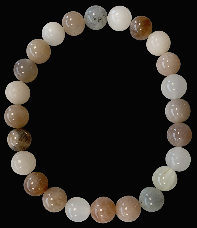 Bracelet pierre de lune adulaire perles 8mm