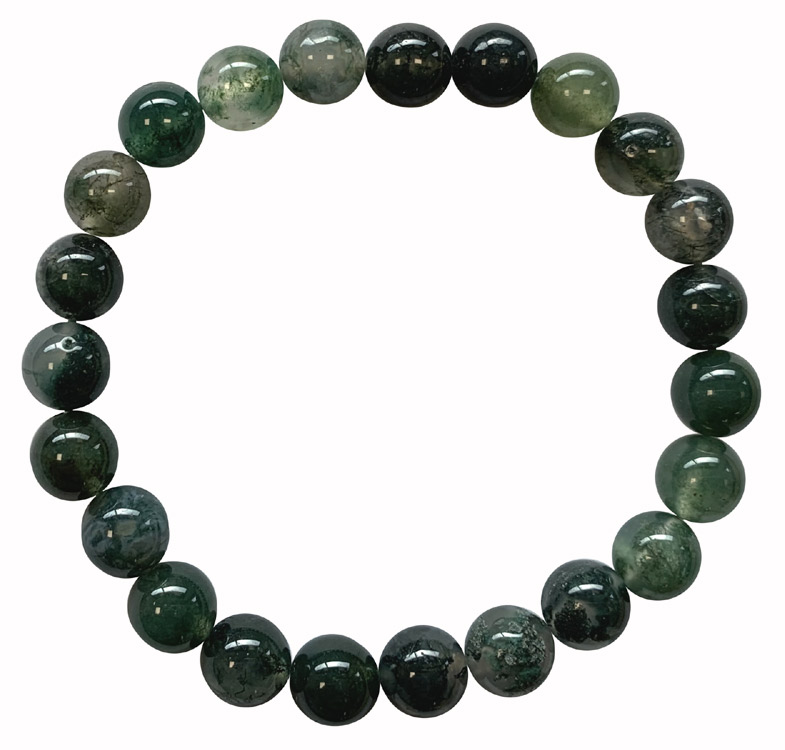 Bracelet Agate mousse perles 8mm