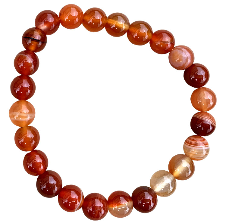 Braccialetto rosso agata perline 8mm