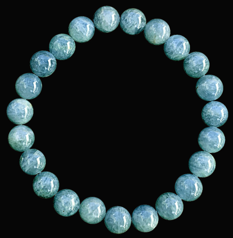 Bracciale Aigue Marine 'AA' perle 8mm