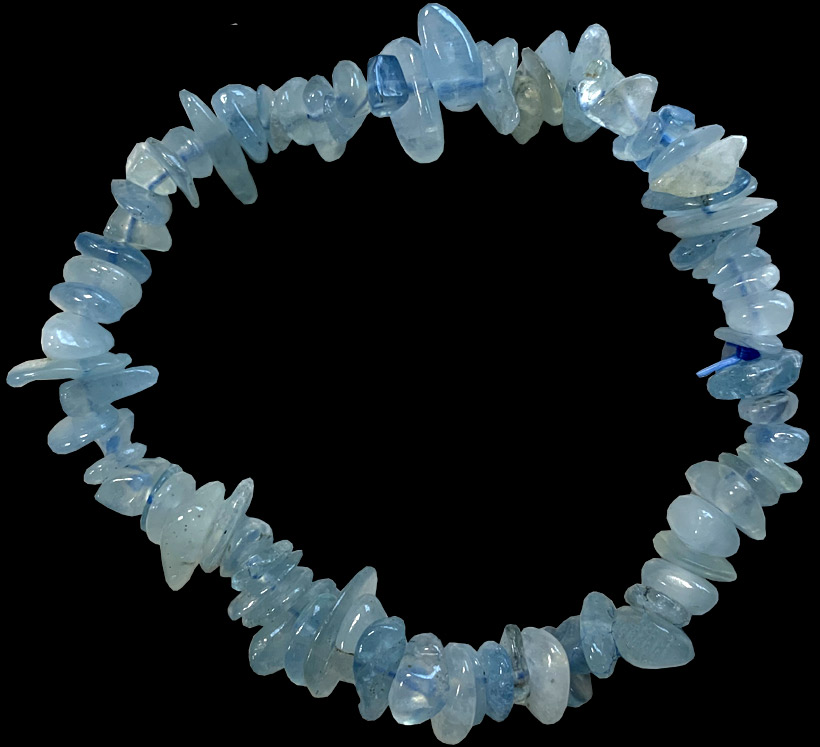 Bracelet Aigue marine 'B' chips 18cm