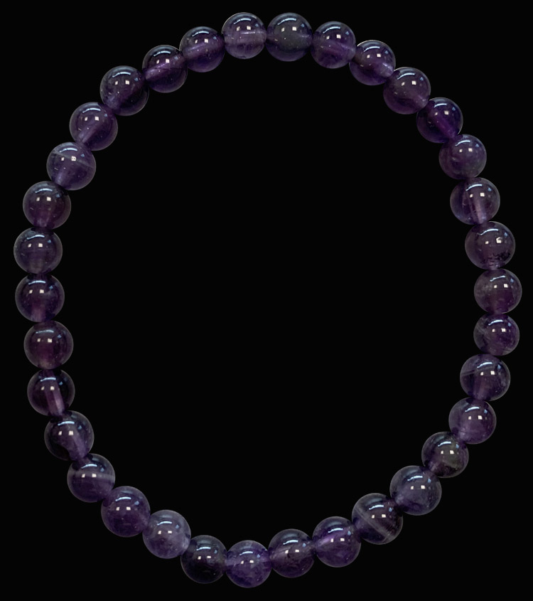 Bracelet Amethyste 'A' perles 6mm