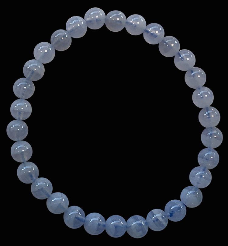 Bracelet Calcédoine bleue perles 6mm