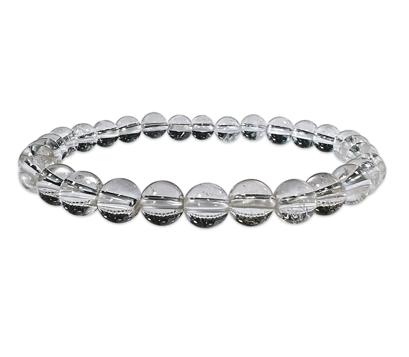 Bracelet cristal de roche perles 6mm