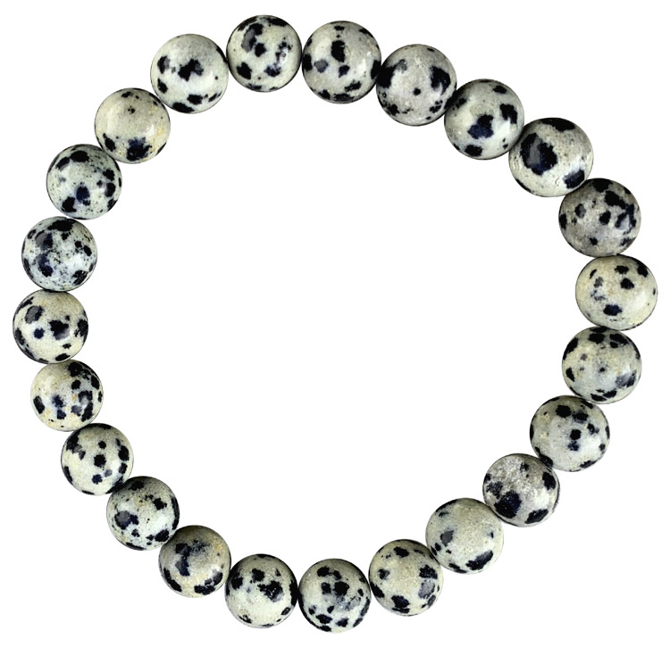Bracelet Jaspe Dalmatien perles 8mm