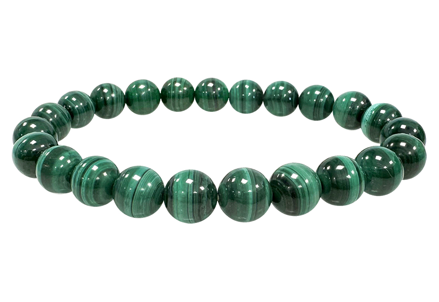 Bracciale Malachite Colore Chiaro AAA perline 8mm