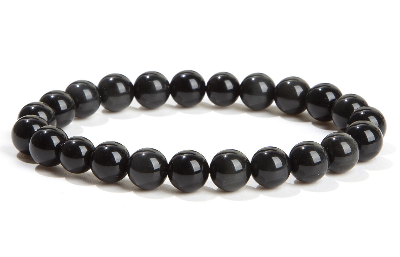 Bracelet perles Obsedienne noire 8mm
