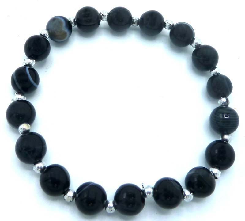 Bracelet Onyx bandé perles 8mm