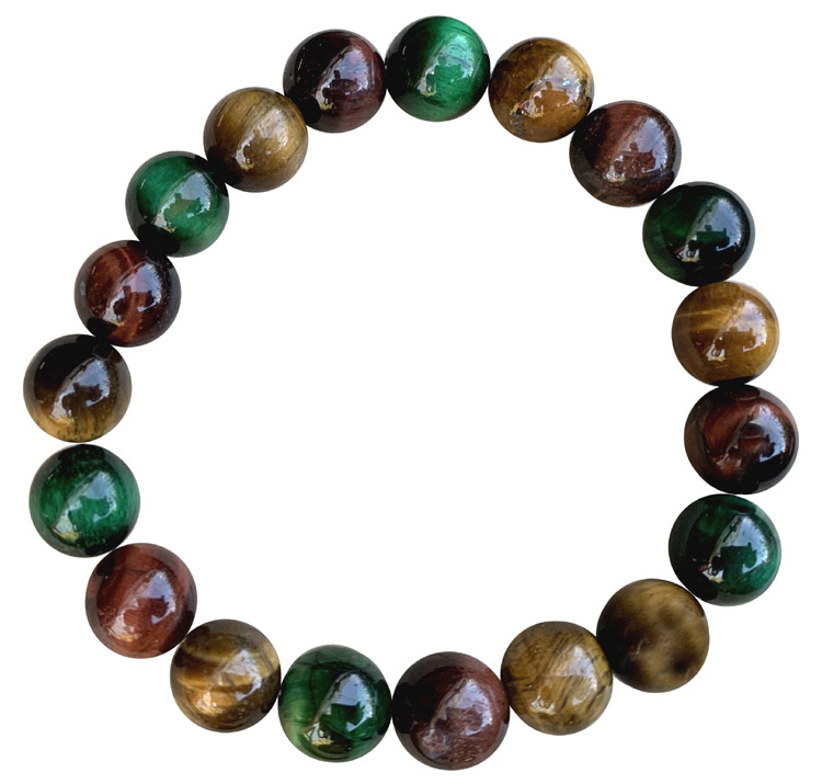 Bracelet oeil de tigre multi perles 10mm