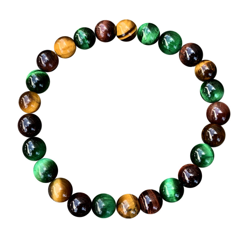 Bracelet oeil de tigre multi perles 8mm