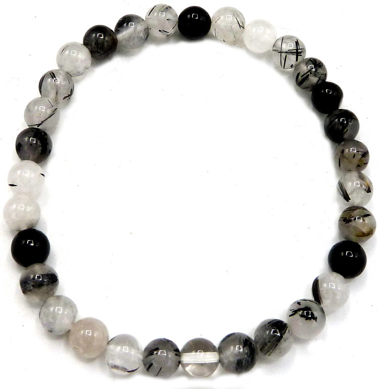 Bracelet quartz tourmaline perles 8mm