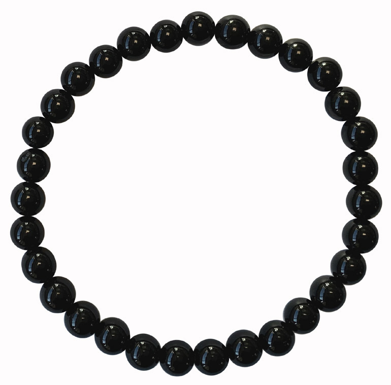 Bracelet tourmaline noire AA perles 6mm