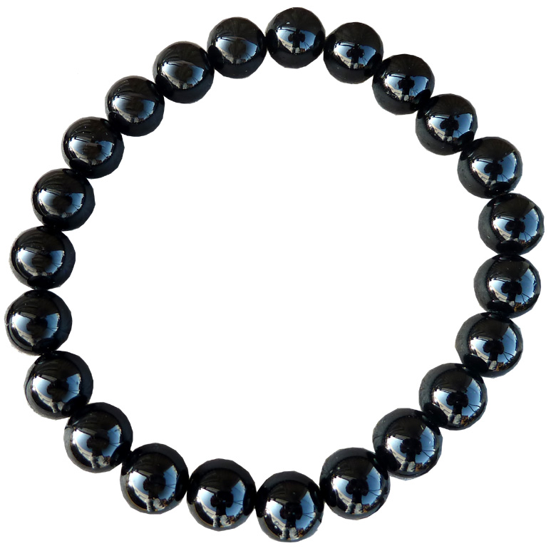 Bracelet tourmaline noire perles 8mm