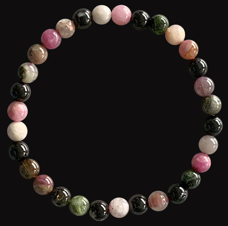 Bracelet tourmaline multicolor AA perles 6mm
