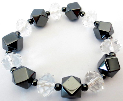 Bracelet faceté Hematite/Cristal