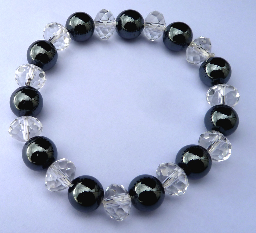 Bracelet Hematite & Cristal de roche 8mm