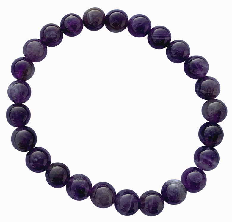 Bracelet Amethyste 'A' perles 8mm