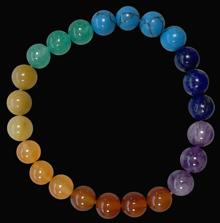 Braccialetto 7 perline di chakra 8mm