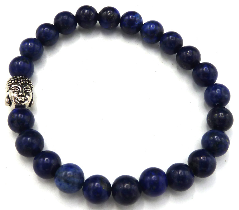 Lapis Lazuli & buddha 8mm tnted pearls bracelace