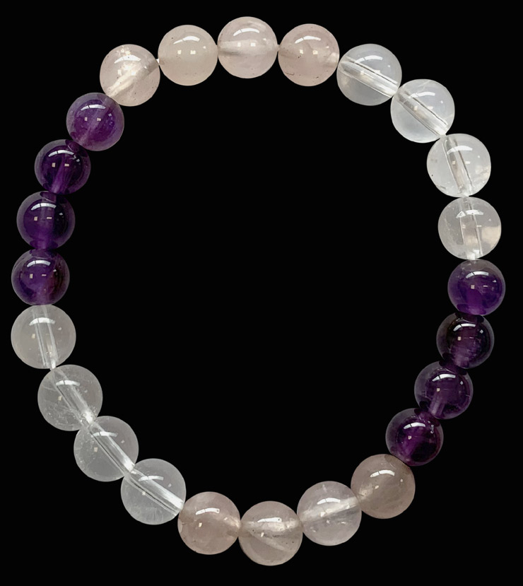 8mm pearls Rock crystal & Amethyst & Rose quartz