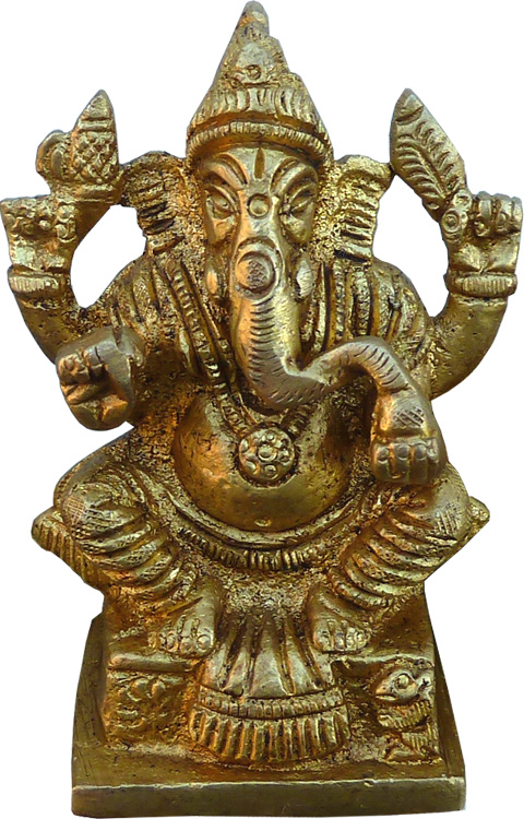 Sitting ganesha brass 7.50cm