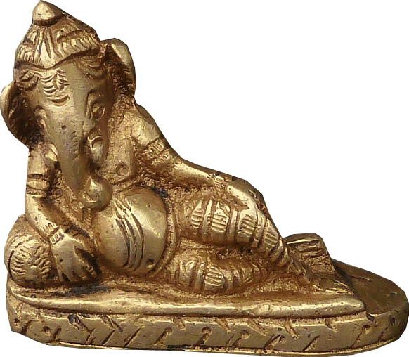 Ganesh che giace in bronzo 5,5 cm