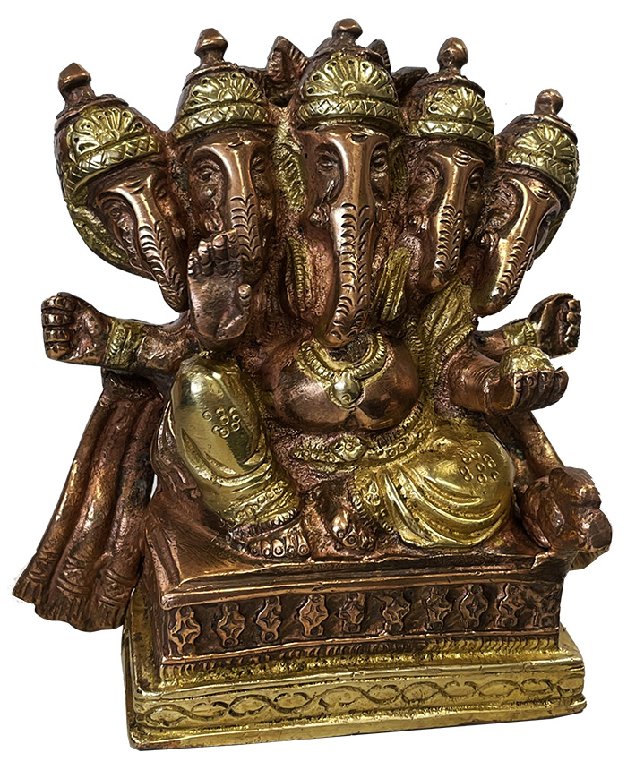 Brass 5 heads ganesha 12.5cm