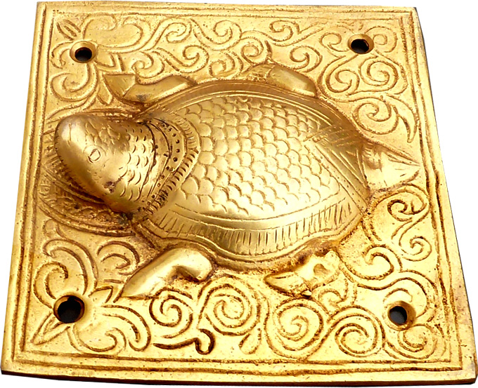 Tartaruga Feng Shui su base in bronzo 12,5 cm