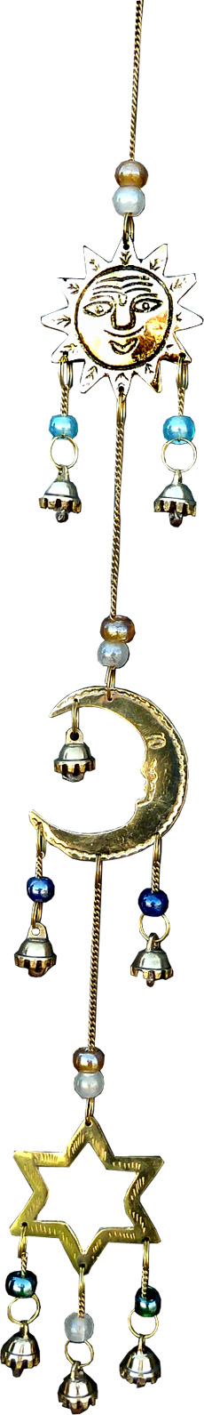 Moon star & sun brass wind chime 53cm