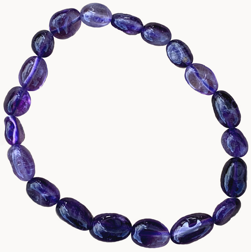 Bracelet Amethyste 'A' pierres roulées