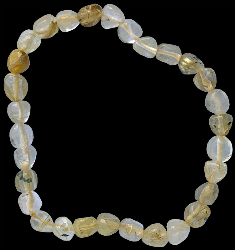 Bracelet Quartz Cristal de Roche Rutile pierres roulées