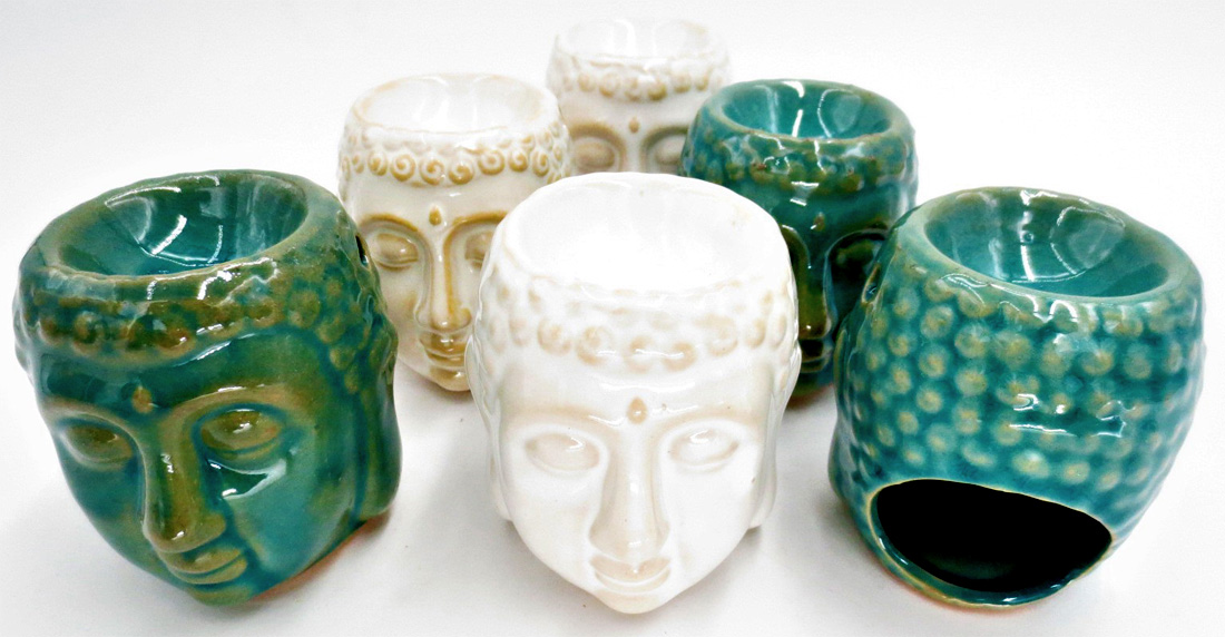 Set di 6 bruciatori tondi testa di buddha 2 colori 8cm