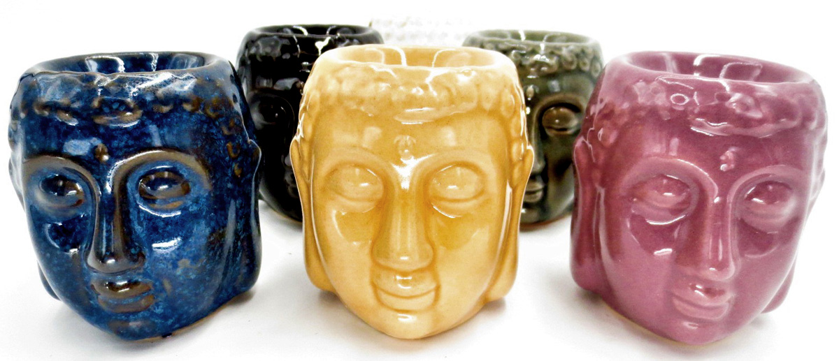 Set di 6 bruciatori tondi testa di buddha 6 colori 8cm