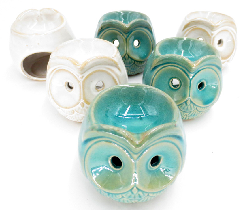 Set di 6 gufi da forno rotondi 2 colori 8cm