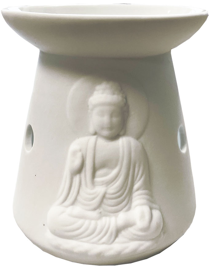 White oil burner bouddha 12cm