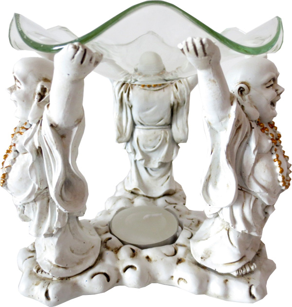 White burner 3 happy buddha 12cm