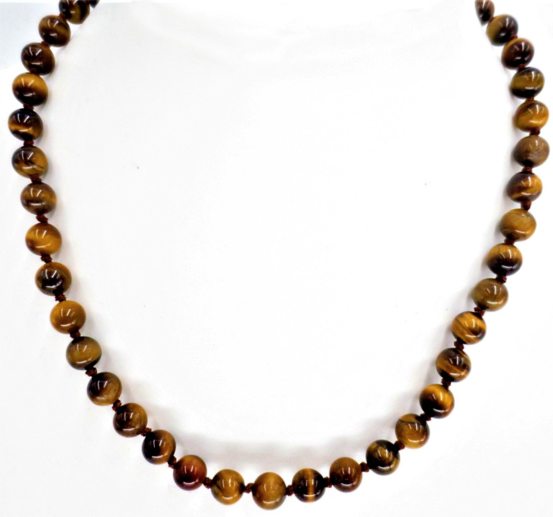 Collier oeil du tigre perles 8mm