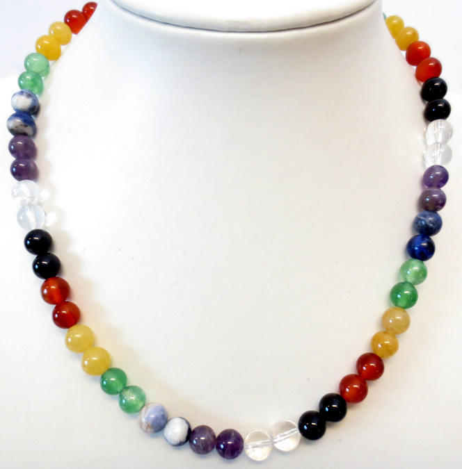 7 chakra 8mm pearls collar