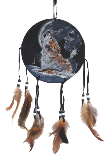 Dreamcatcher indien & loup 17cm