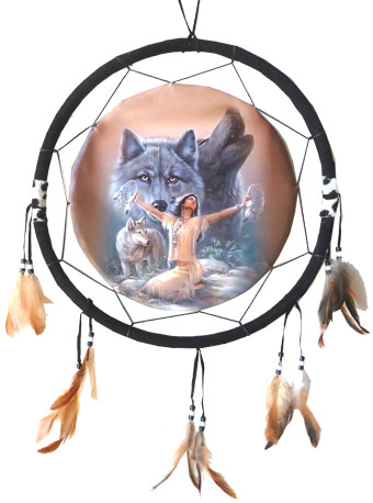 Dreamcatcher indiènne méditation & loups 40cm