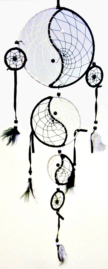 Dream catcher rond ying-yang 15 cm