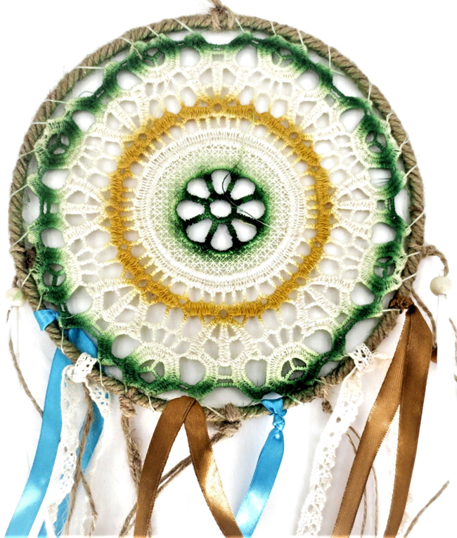 Dream catcher tissu brodé couleur 20cm