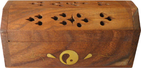 Coni portafusti in legno con cassa ying yang 13 cm