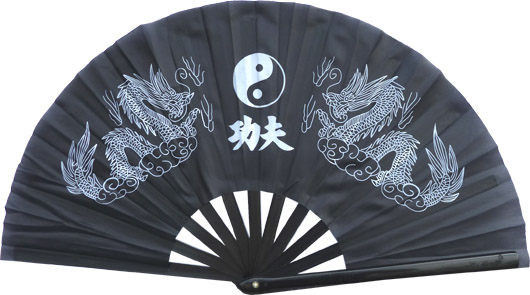 Eventail tai-chi ying yang dragon 63cm